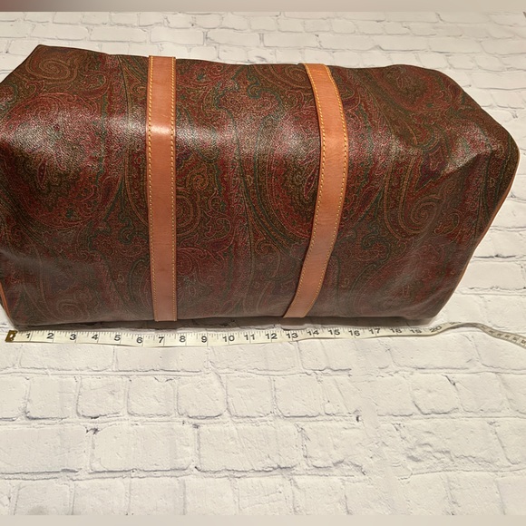 Etro Brown Paisley Arnica Duffel with Tan Leather Trim - Gorgeous! - Picture 5 of 15